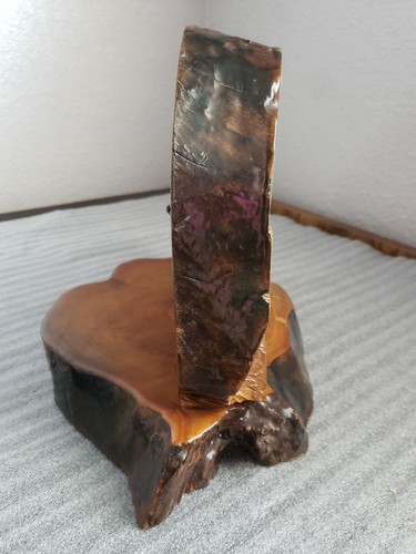 Wood Clock Handmade table/shelf Rustic Burl Live Edge 2 Tone Wood, B2 - Picture 8 of 12