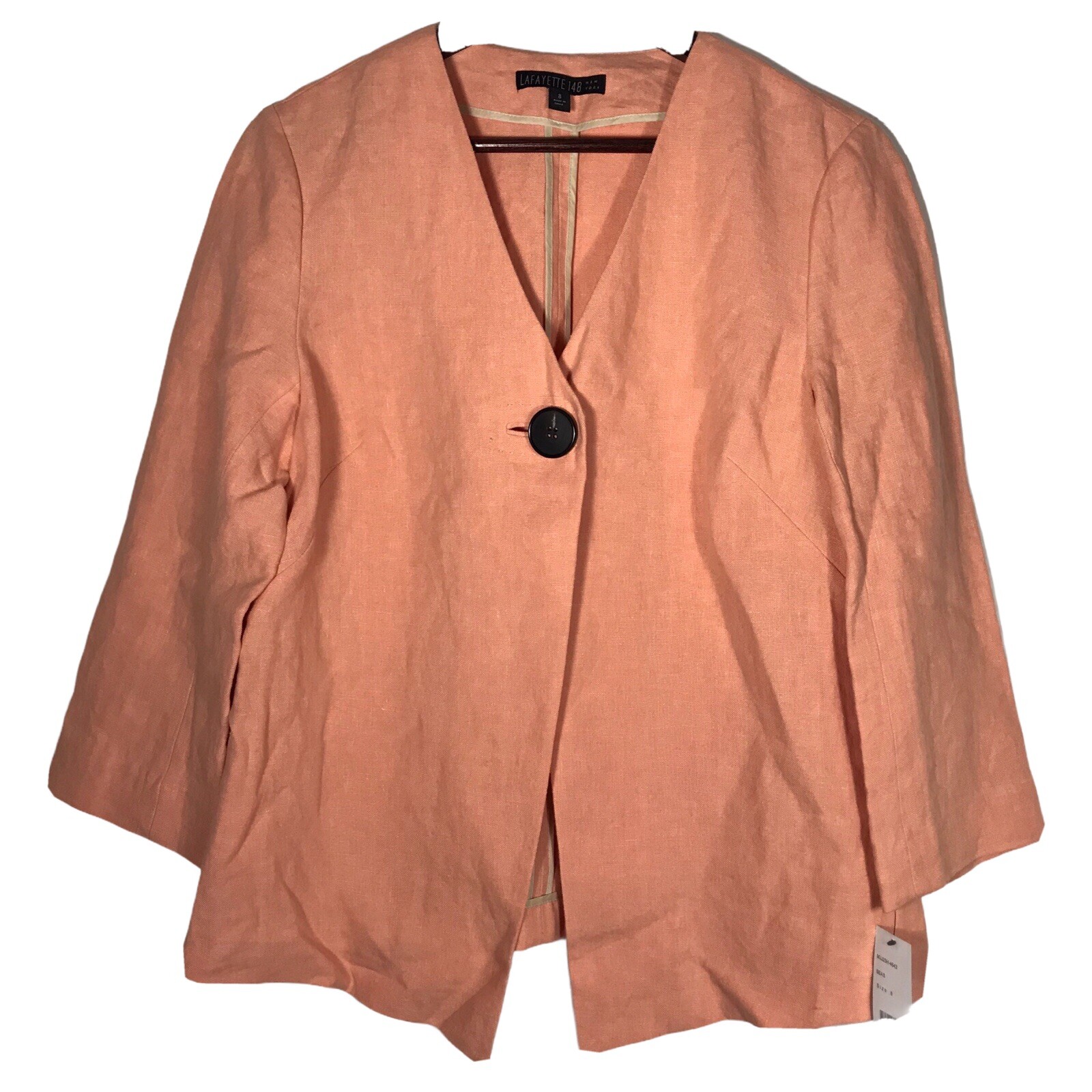 ALTRA Lafayette 148 New York~Peach 100% Linen 1 Button Jacket Blazer Womens Sz 8 NWT