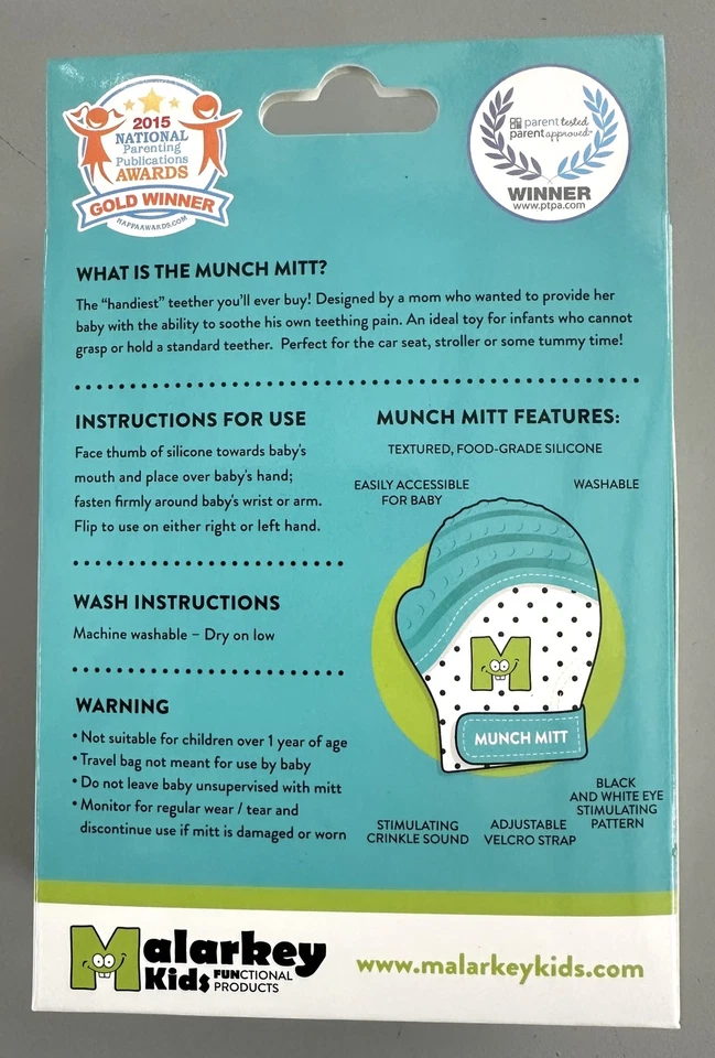 Malarkey Kids Munch Mitt - Aqua Blue XO - Image 2 of 3