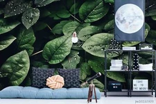 3D Green Leaves Self-adhesive Removeable Wallpaper Wall Mural