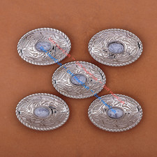10X Western Silver Turquoise Engraved Saddle Tack Belt Prairie Dust Oval Conchos