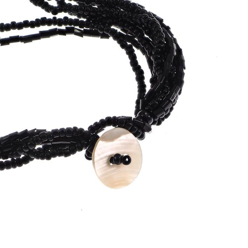 Collar de cuentas negras con colgante de fregona de cono grande, 2 1/2" - Imagen 3 de 3