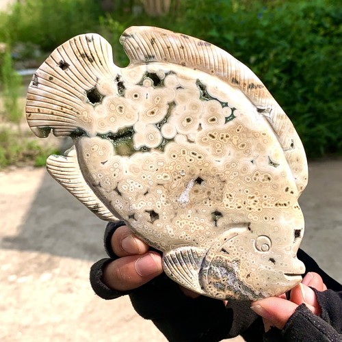 352G Amazing natural marine jasper crystal carving fish jasper aura stone - Picture 15 of 18