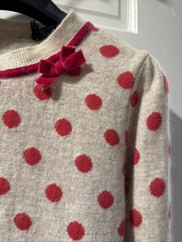 Women's Beige Polka Dot Cashmere Sweater - Picture 2 of 8