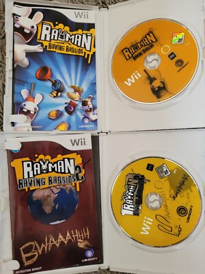 Rayman Raving Rabbids 1 & 2 Nintendo Wii Spiele x 2