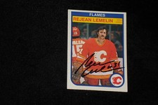 REJEAN LEMELIN 1982-83 O-PEE-CHEE SIGNED AUTOGRAPHED CARD #50 FLAMES