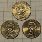 3 US Presidential Dollar Coins ~ 2007-P Washington / 2010-P Fillmore Lincoln AU — photo 1
