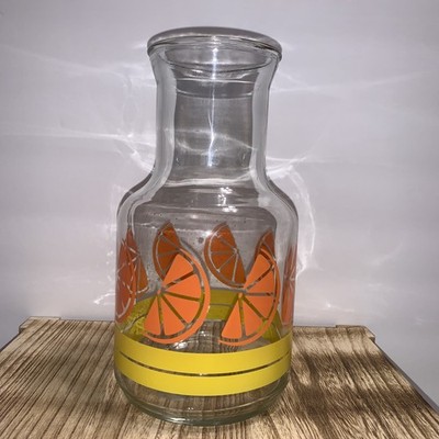 VINTAGE Libbey Canada Glass Juice Carafe Pitcher 56 oz Oranges Orange Juice