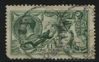 1913 £1 dull blue green SG404