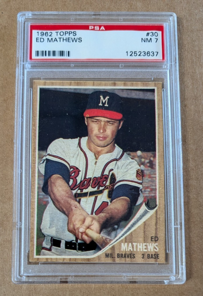 1962 Topps Ed Eddie Mathews #30 Milwaukee Braves PSA 7 Near Mint
