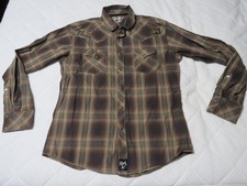 Wrangler Rock 47 Plaid Pearl Snap Western Cowboy Cotton Button Up Shirt L