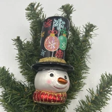Old World Christmas Glistening Tip Top Snowman Rare! HTF Retired NO Price Tag