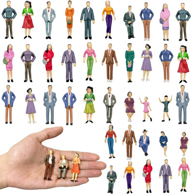 30 Pcs Mini People Figurines 1: 30 Scale Painted Miniature Museum People Sitting