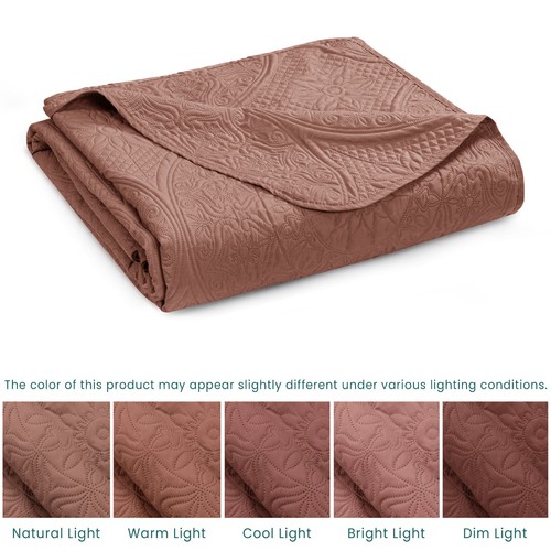 3 Piece Quilted Bedspread Queen King Size Ultra Soft Coverlet Embossed Bed Throw - Picture 171 of 183