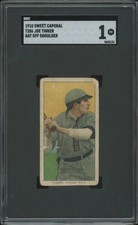 1909 T206 JOE TINKER POOR HOF SWEET CAPORAL 350 BAT OFF SHOULDER SGC 1 CUBS