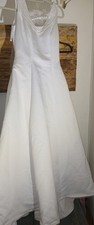 VTG Alfred ANGELO Wedding Dress Gown Pearl Beading W/ Tiera Fairytale EUC
