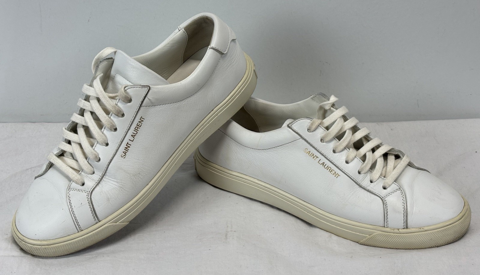 Sneaker Saint Laurent Andy taglia 38 5 US 8 donna pelle bianca stringata Italia