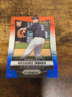 2014 PANINI PRIZM 185 MASAHIRO TANAKA RC RED WHITE & BLUE REFRACTOR YANKEES 