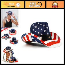 Patriotic American Flag Cowboy Hat - Unisex Western Hat for 4th of July Parade,
