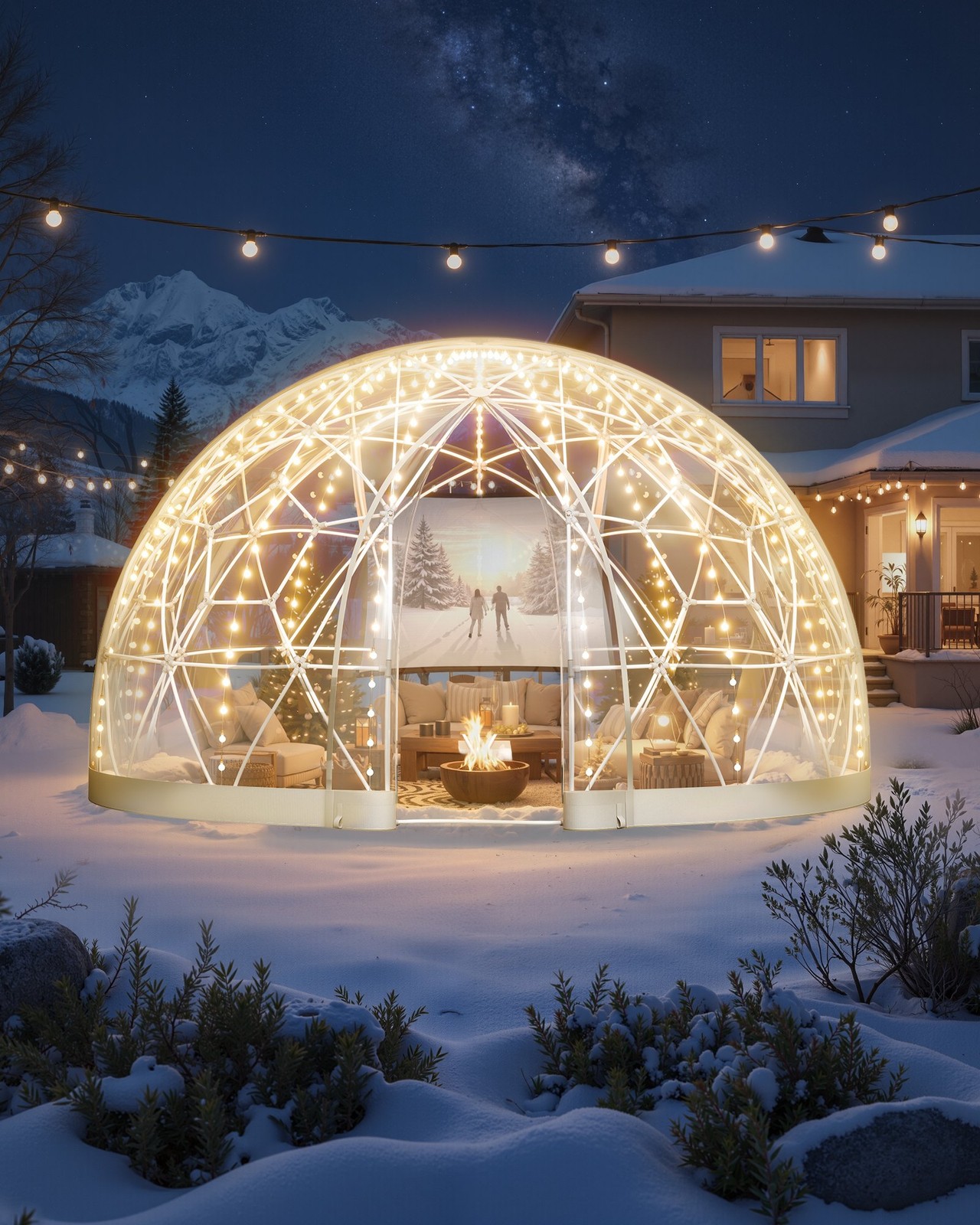 Garden Dome Igloo, 12 x 7.2 ft Outdoor Clear Bubble Tent for 4-7 Person, Weather