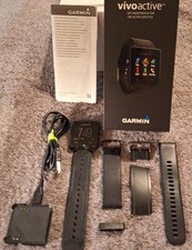 Garmin Vivoactive 1st Gen GPS Smartwatch - Black - CIB Extra Band, Tested