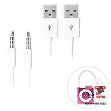 iAbler iPod Shuffle Cable, 2 Pack 3.5mm Jack/Plug to USB USB Power Charger