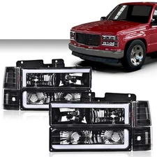 Fit For 94-00 Checy GMC C/K Suburban LED DRL Headlights Bumper + Corner Lamps