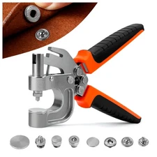 40 Sets 15mm Silver Leather Snap Fastener Tool Kit with Hole Punch Pliers