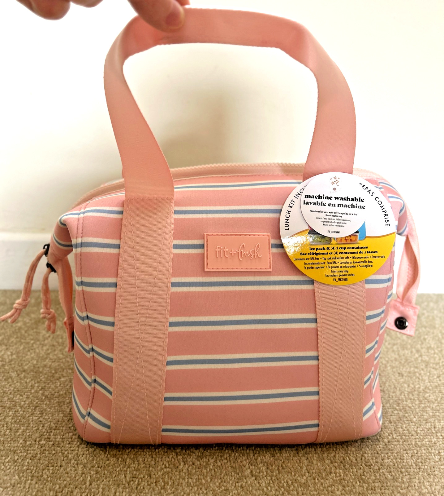 Fit & Fresh Remi - Bolsa de almuerzo para mujer para trabajo (azul, blanco y rosa) TOTALMENTE NUEVA