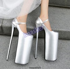 Women's 30cm Super High Heel Stiletto Buckle Platform Dance Pump Shoes Oversize