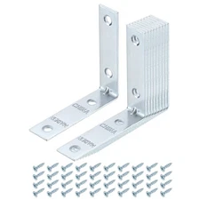 10 Set l Corner Bracket Metal Angle Brackets, Silver, 2.36"x0.59"x2.36"