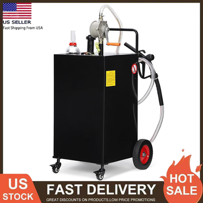 #ad 35 Gallon Fuel Caddy Portable Gas Caddy on 4 Wheels with Manual Transfer Pump $189.99