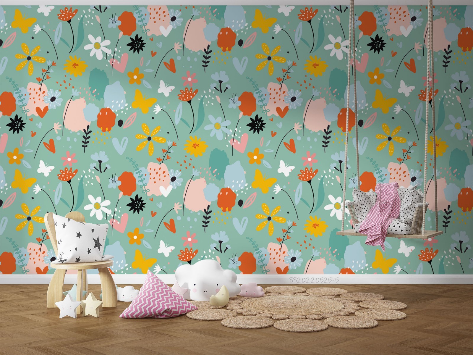 3D Flowers Watercolor Pattern Wall Murals Wallpaper Murals Wall Sticker
