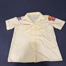 Vintage Boy Scouts Of America Shirt Youth Large Yellow Official Blouse Patches