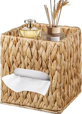 Tissues Cube Box Holder, Woven Tissue Box Cover Square with Storage Tray