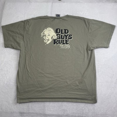 VTG Old Guys Rule Albert Einstein Pure Genius Green SS Graphic Shirt Men's 2X