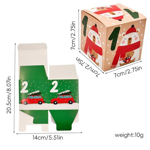 Empty Box Christmas Advent Calendar 24 Days Countdown Surprise Gift Reusable - Picture 3 of 27