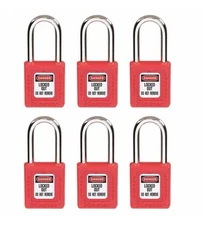 6 Master Lock 410Red Lockout Padlock Different Keys Non Conductive Thermoplastic