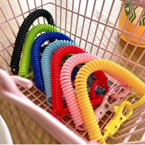 Retractable Coil Spring Keychain with Metal Clasp | Stretchy Spiral ...