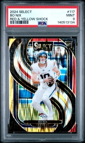 2024 PANINI SELECT RED & YELLOW SHOCK #117 BO NIX ROOKIE RC PSA 9