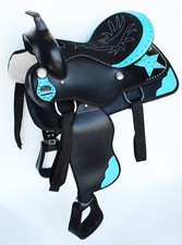 Western Cordura Trail Barrel Pleasure Horse SADDLE Bridle Black 4998
