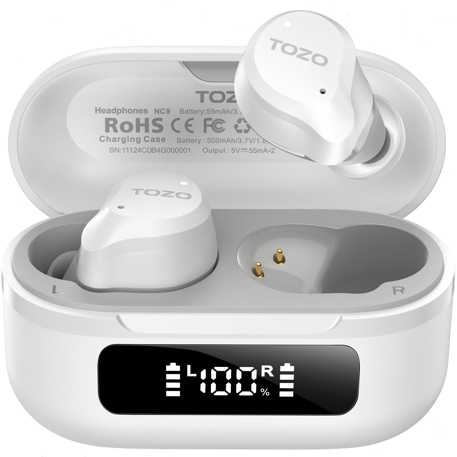TOZO Wireless Earbuds 6-Mic Hybrid Active Noise Cancelling Bluetooth Headset