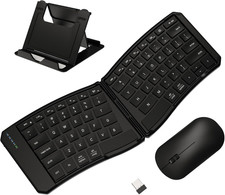 Ergonomic Foldable Keyboard Mouse Combo 2.4G Dual BT Rechargeable Portable
