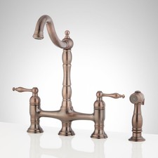 Signature Hardware 497565 1.75 GPM Double Handle Bridge Kitchen Faucet with Side