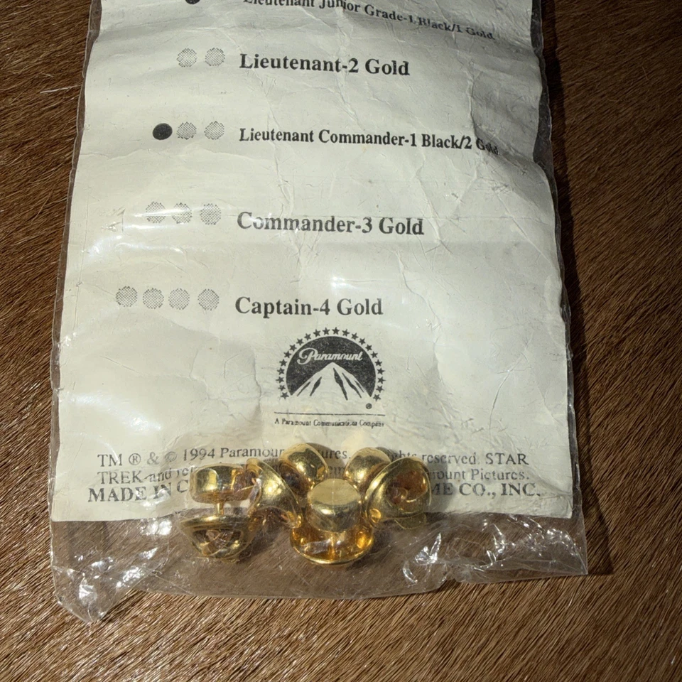 1995 Винтажный Star Trek ранжирования Pips набор из 9 золота с инструкцией буклет - Изображение 4 из 4