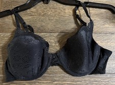 Women  s Black Floral Lace Bra 36C Underwire Padded Adjustable Straps
