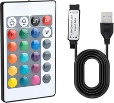 24 Key IR Remote Controller for 5050 2835 RGB LED Strips USB 1m Cable 16