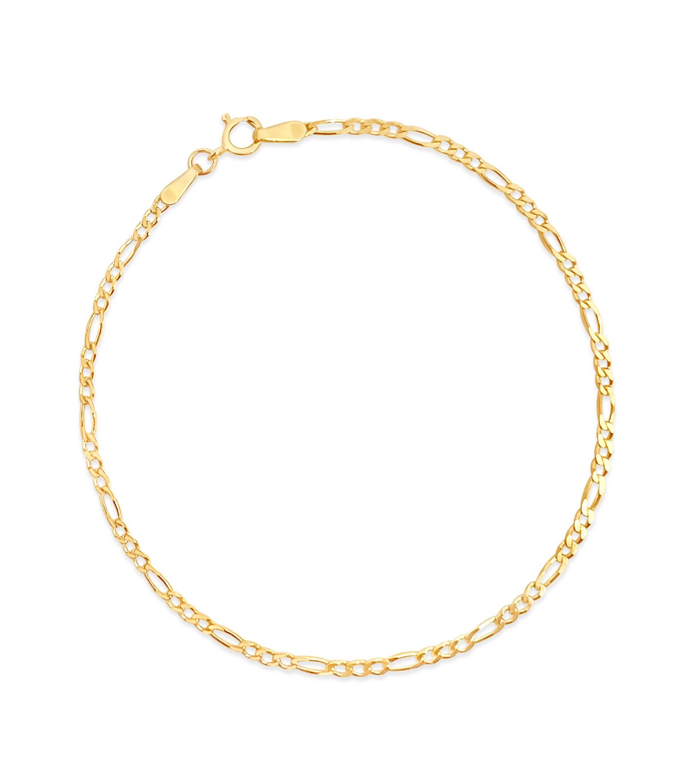 Olive & Chain Solid 14k Gold Figaro Chain Bracelet (7-8 inches, Men's Women's)