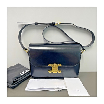 Authentic Celine Teen Triomphe Smooth Box Calf Leather Shoulder Bag Black eBay
