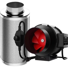 6 In. 390 CFM Inline Duct Fan with 6 In. X 18 In. Carbon Filter Odor Control Sys
